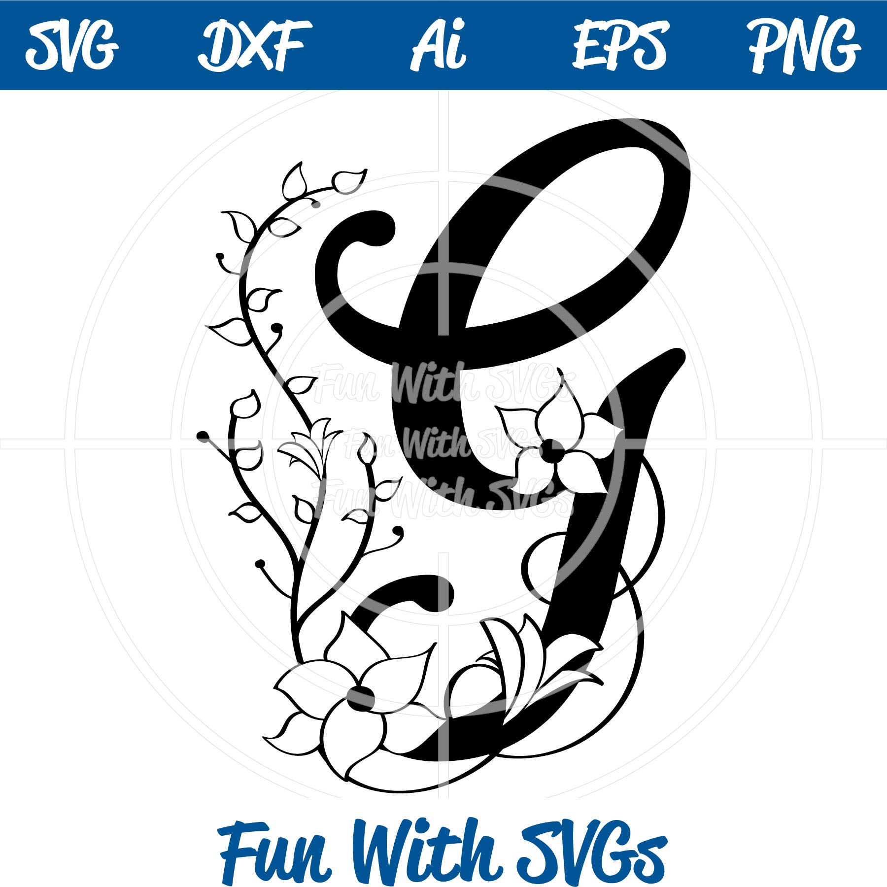 Download Letter G Monogram Samantha Font SVG ~ Fun With SVGs