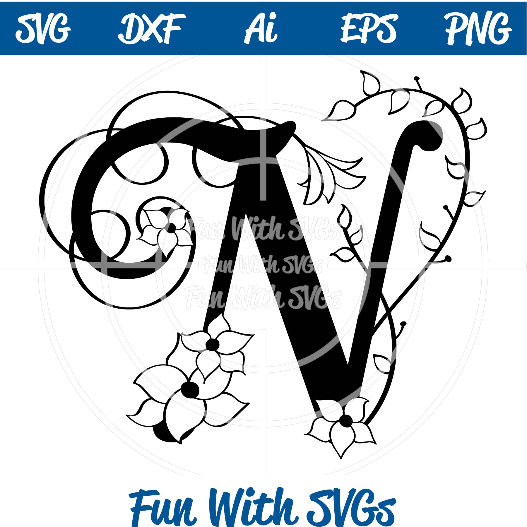 Download Letter N Monogram SVG File ~ Fun With SVGs