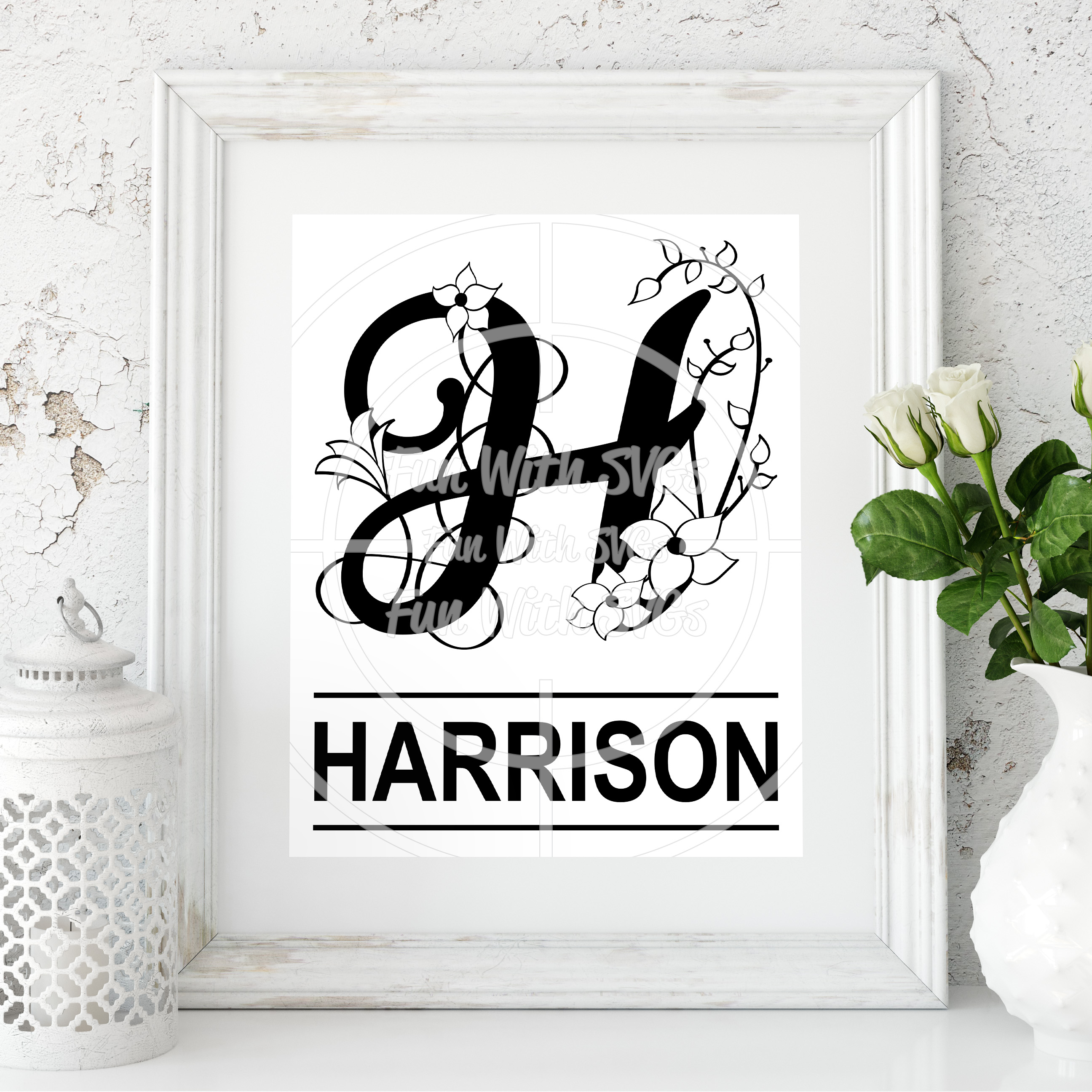 Letter H Monogram SVG Cut File ~ Fun With SVGs
